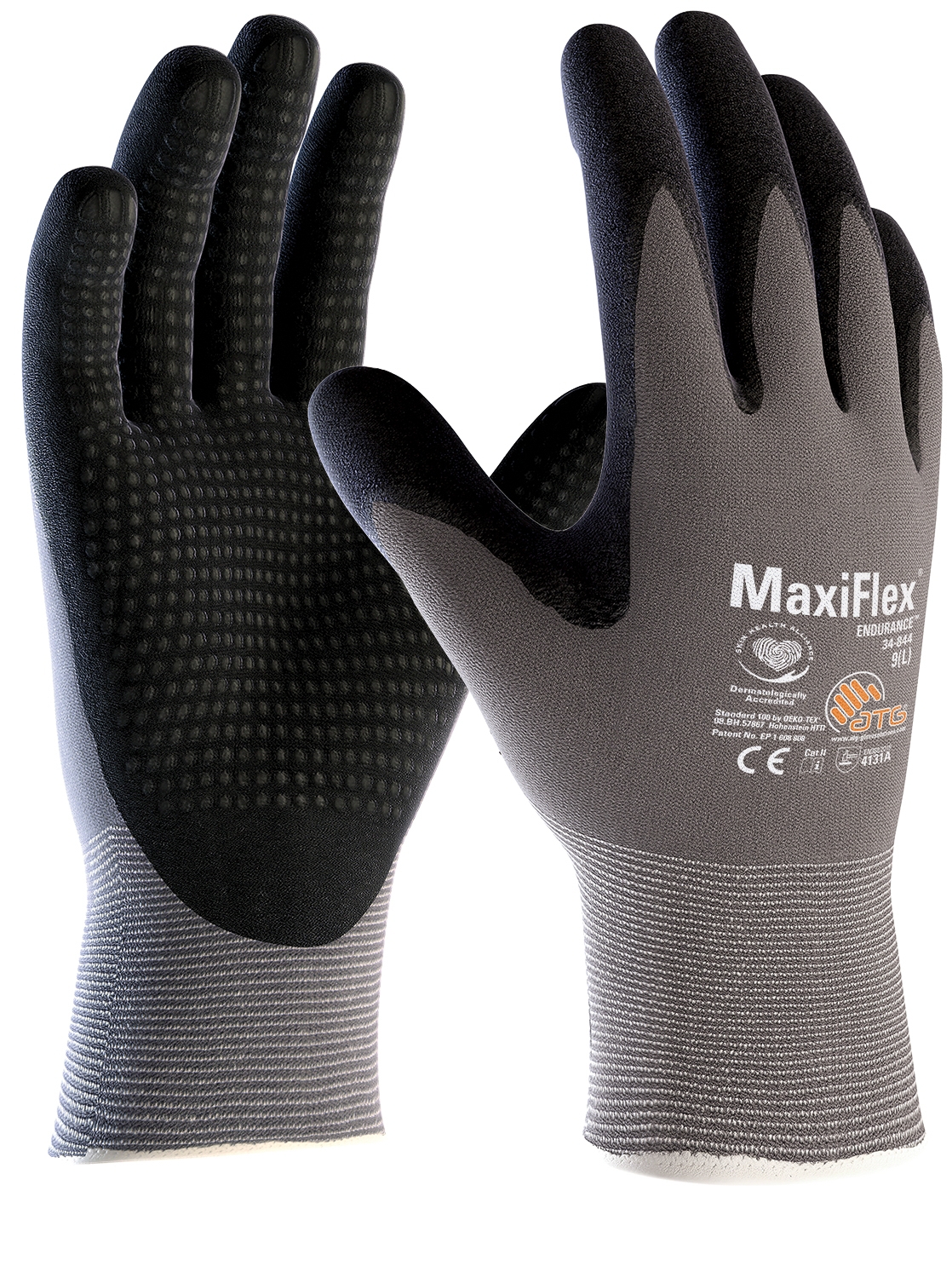 (34-844) ATG® Nylon-Strickhandschuhe grau/schwarz Endurance™ MaxiFlex®