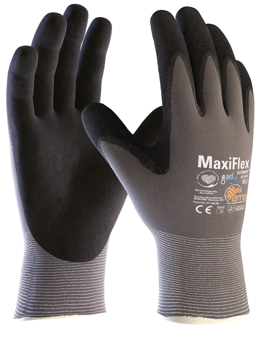 AD-APT® Nylon-Strickhandschuhe MaxiFlex® ATG® Ultimate™ (42-874) grau/schwarz